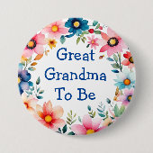 Roze en Blauw Bloemen Grote Oma Baby shower Ronde Button 7,6 Cm (Voorkant)