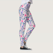 Roze en Blauw Bloemen Pickleball Speler Patroon Leggings (Rechts)