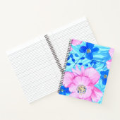 Roze en Blauw Bloemen Spiral Notitieboek (Binnen)
