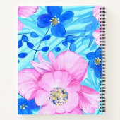 Roze en Blauw Bloemen Spiral Notitieboek (Achterkant)
