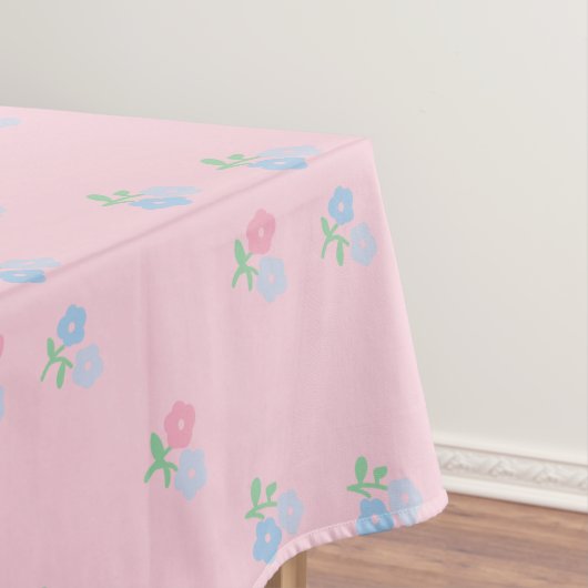 Roze en Blauw Bloemen Tafeldoek Tafelkleed (Voorbeeld)