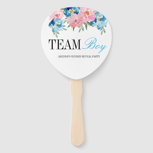 Roze en blauw bloemengeslacht onthullen feest fan  handwaaier (Voorkant)