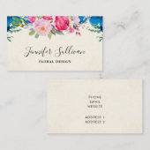 Roze en Blauw  Bloemengrens Professioneel Visitekaartje (Voorkant / Achterkant)
