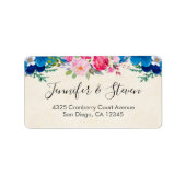 Roze en Blauw  Bloemrand Etiket (Voorkant)