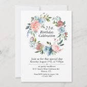 Roze en Blauw Boho,  21ste Verjaardag Kaart (Voorkant)