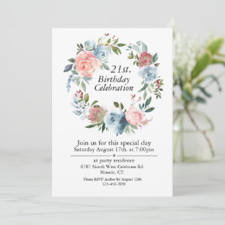 Roze en Blauw Boho, 21ste Verjaardag Kaart