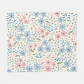 Roze en blauw botanisch fleece deken (Voorkant (Horizontaal))