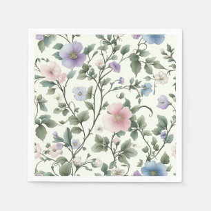  roze en blauw botanisch ontwerp servet