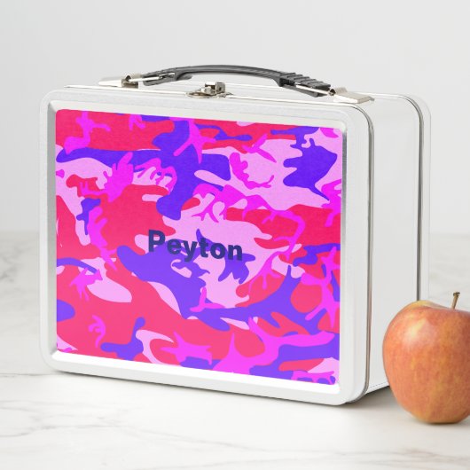 Roze en Blauw Camouflage toevoegen Naam Metal Lunc (In situ)