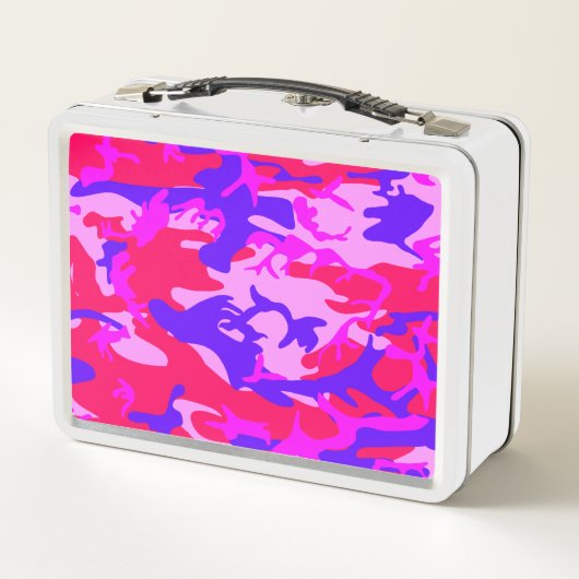 Roze en Blauw Camouflage toevoegen Naam Metal Lunc (Achterkant)