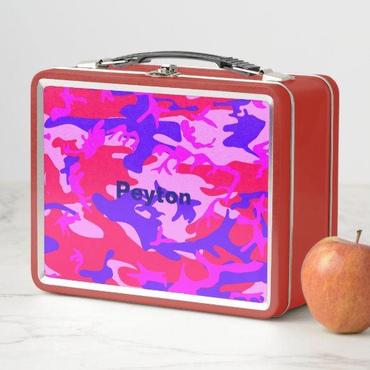 Roze en Blauw Camouflage toevoegen Naam Metal Lunc (In situ)