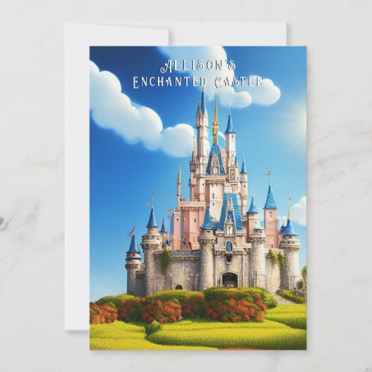 Roze en blauw Castle Princess Crown Kaart (Voorkant)