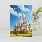 Roze en blauw Castle Princess Crown Kaart (Staand voorkant)