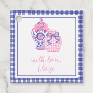 Roze en Blauw Chinoiserie Ginger Jar Gift Labels