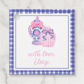 Roze en Blauw Chinoiserie Ginger Jar Gift Labels (Voorkant)