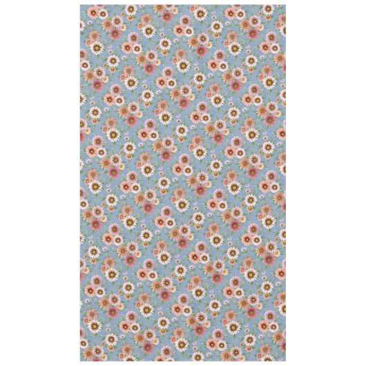 Roze en Blauw Daisy Floral Botanical Art Design Tafelkleed (Voorkant)
