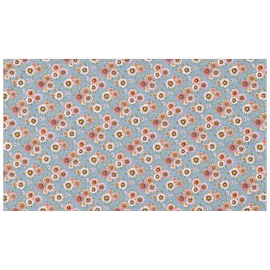 Roze en Blauw Daisy Floral Botanical Art Design Tafelkleed (Voorkant (Horizontaal))