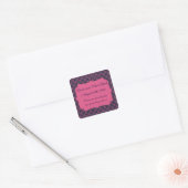 Roze en Blauw Damask Trouwgunst Dank u Vierkante Sticker (Envelop)
