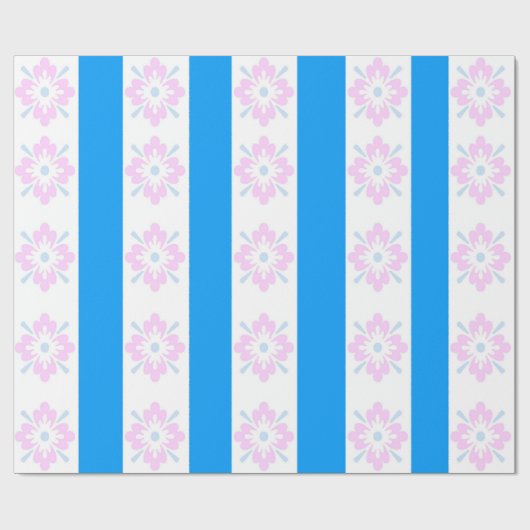 Roze en Blauw Damast Verpakkingsdocument Cadeaupapier (Vlak)