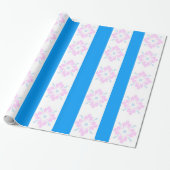 Roze en Blauw Damast Verpakkingsdocument Cadeaupapier (Uitgerold)