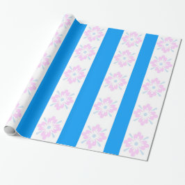 Roze en Blauw Damast Verpakkingsdocument Cadeaupapier