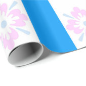 Roze en Blauw Damast Verpakkingsdocument Cadeaupapier (Rol Hoek)
