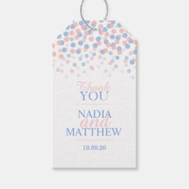 Roze en blauw dank u dat u het label van het trouw cadeaulabel