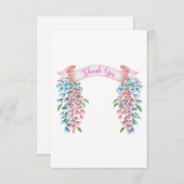 Roze en blauw dank u Wisteria Bedankkaart (Voorkant / Achterkant)