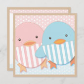 Roze en blauw Ducky Twin Boy & Girl Baby shower Kaart (Voorkant / Achterkant)