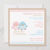 Roze en blauw Ducky Twin Boy & Girl Baby shower Kaart (Achterkant)