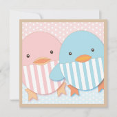Roze en blauw Ducky Twin Boy & Girl Baby shower Kaart (Voorkant)