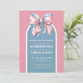 Roze en Blauw Elegant Geslacht Onthullen Kaart (Staand voorkant)