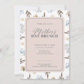Roze en Blauw Elegante Bloemen Moederdag Brunch Kaart (Voorkant)