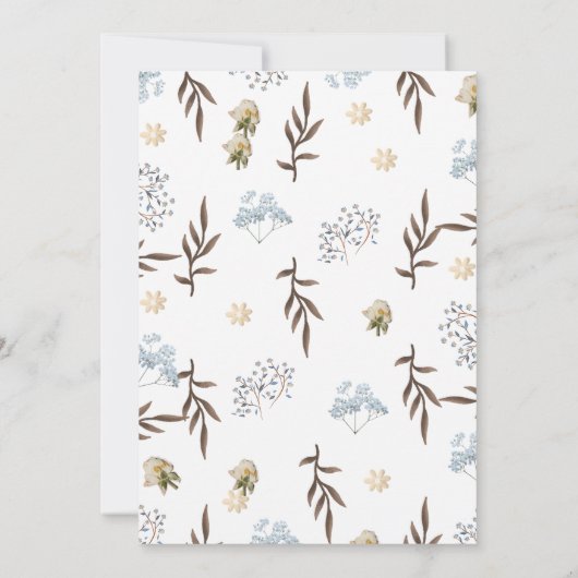 Roze en Blauw Elegante Bloemen Moederdag Brunch Kaart (Achterkant)