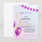 Roze en blauw en paarse pastelverjaardag kaart (Voorkant / Achterkant)