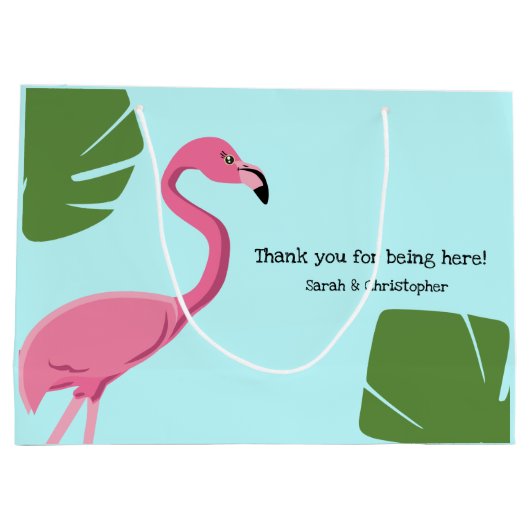 Roze en blauw Flamingo Bedankt verloving Groot Cadeauzakje (Achterkant)