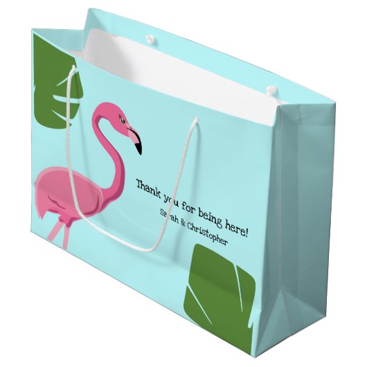 Roze en blauw Flamingo Bedankt verloving Groot Cadeauzakje (Voorkant Gekanteld)