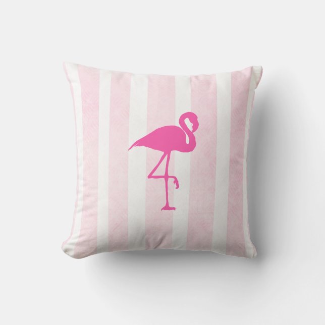 Roze en Blauw Flamingo Tropisch Kussen (Voorkant)