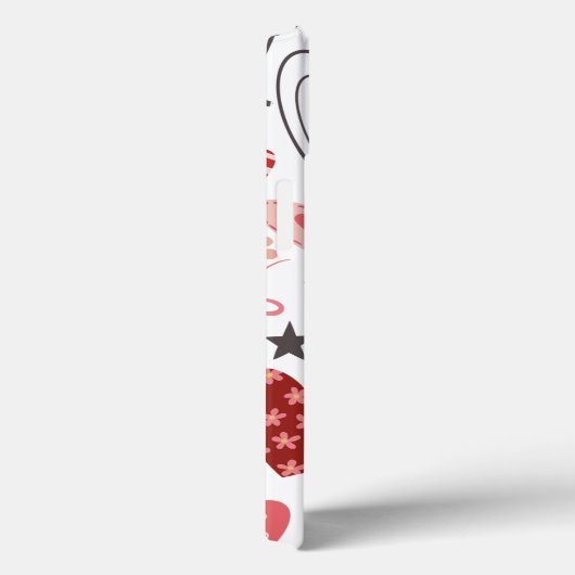 Roze en Blauw Folk Hart Liefde en Harten Case-Mate iPhone Case (Achterkant / Rechts)