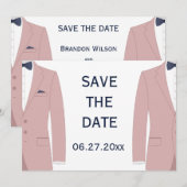 Roze en Blauw Gay Bruiloft Save The Date Kaart (Voorkant / Achterkant)