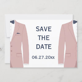 Roze en Blauw Gay Bruiloft Save The Date Kaart