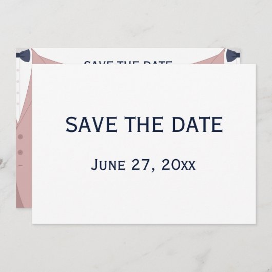 Roze en Blauw Gay Bruiloft Save The Date Kaarten (Voorkant / Achterkant)