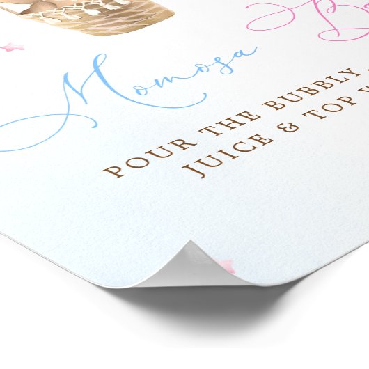 Roze en Blauw Gender Reveal Mimosa Bar Poster (Hoek)