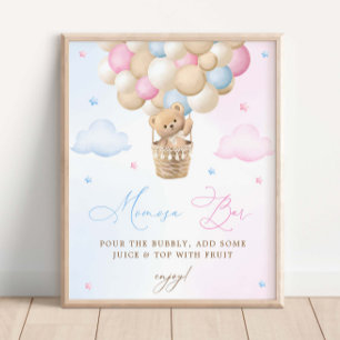 Roze en Blauw Gender Reveal Mimosa Bar Poster