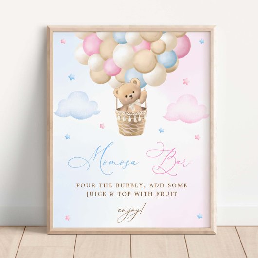 Roze en Blauw Gender Reveal Mimosa Bar Poster