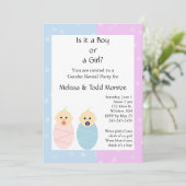Roze en Blauw Genderfeest Uitnodiging (Staand voorkant)