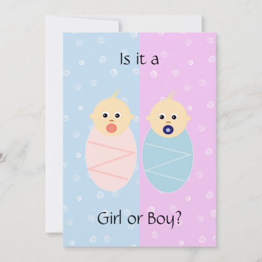 Roze en Blauw Genderfeest Uitnodiging (Achterkant)