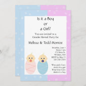Roze en Blauw Genderfeest Uitnodiging (Voorkant / Achterkant)