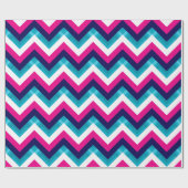 Roze en Blauw Geometrisch Chevron Patroon Cadeaupapier (Vlak)