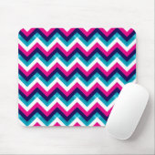 Roze en blauw Geometrische Chevron Pattern Muismat (Met muis)